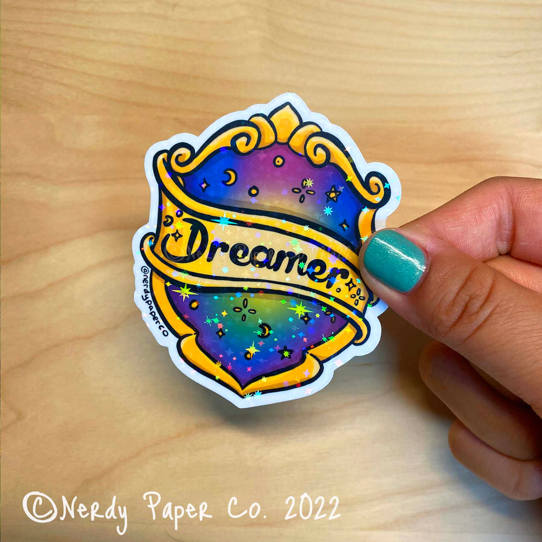 Dreamer Crest- Hand Drawn Waterproof Holo Vinyl Sticker