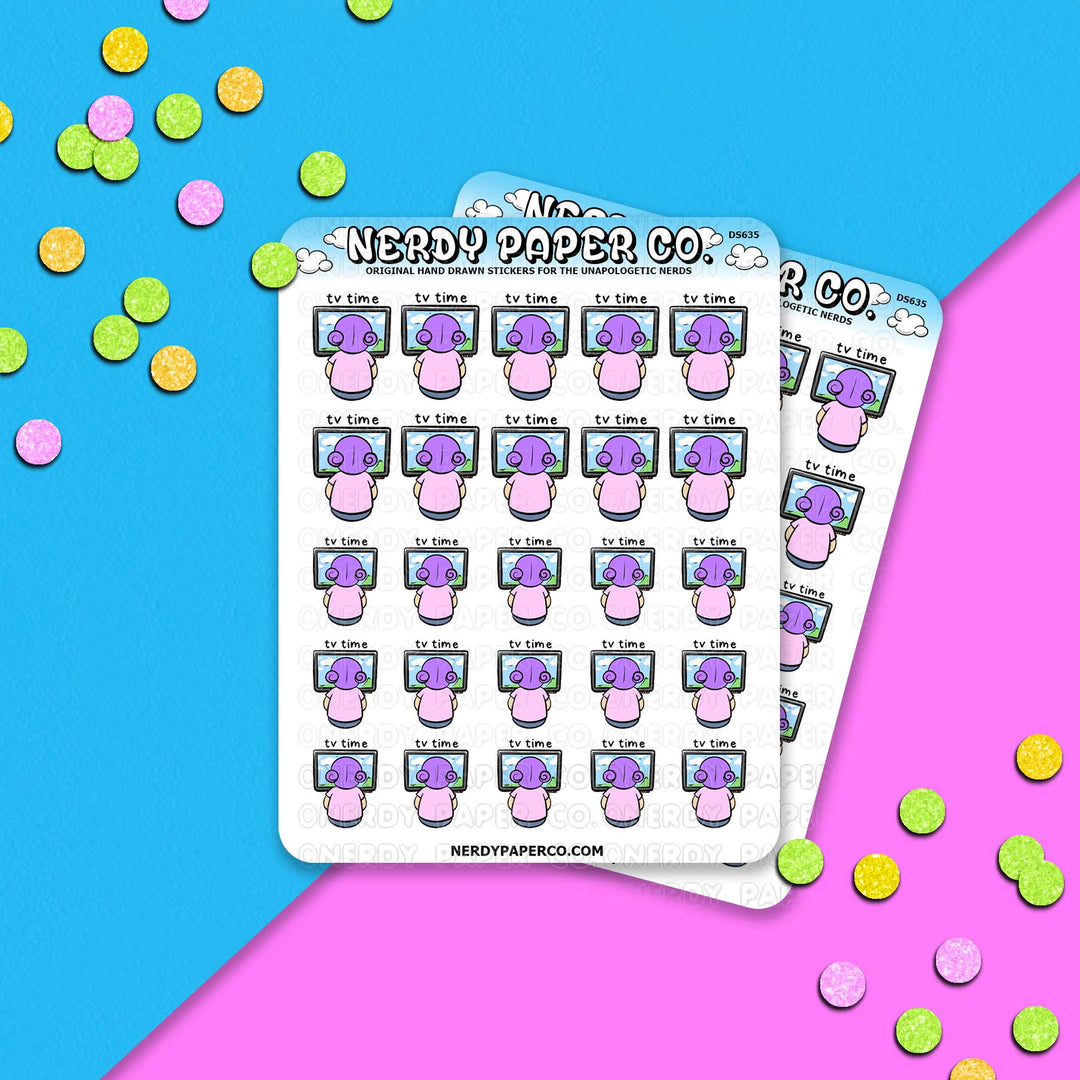 Kayla Watching TV - Hand Drawn Sticker Sheet - Deco | DS635