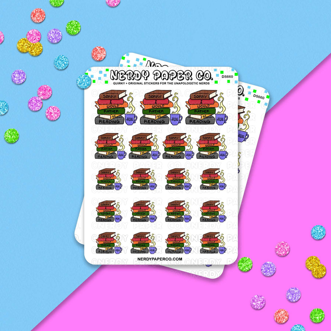 I'd Rather Be Reading - Hand Drawn Sticker Sheet - DS660