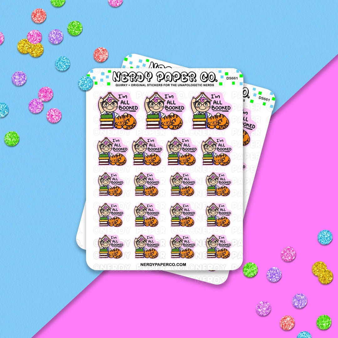 All Booked - Hand Drawn Sticker Sheet - DS661