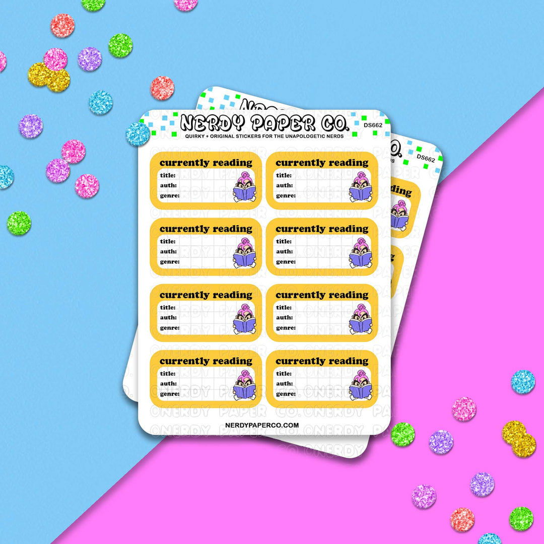 Currently Reading Book Tracker- Hand Drawn Planner Sticker Sheet - DS662