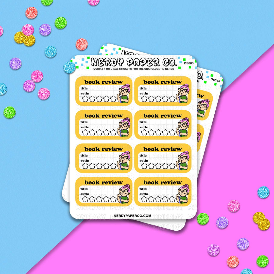 Book Review Tracker- Hand Drawn Planner Sticker Sheet - DS663