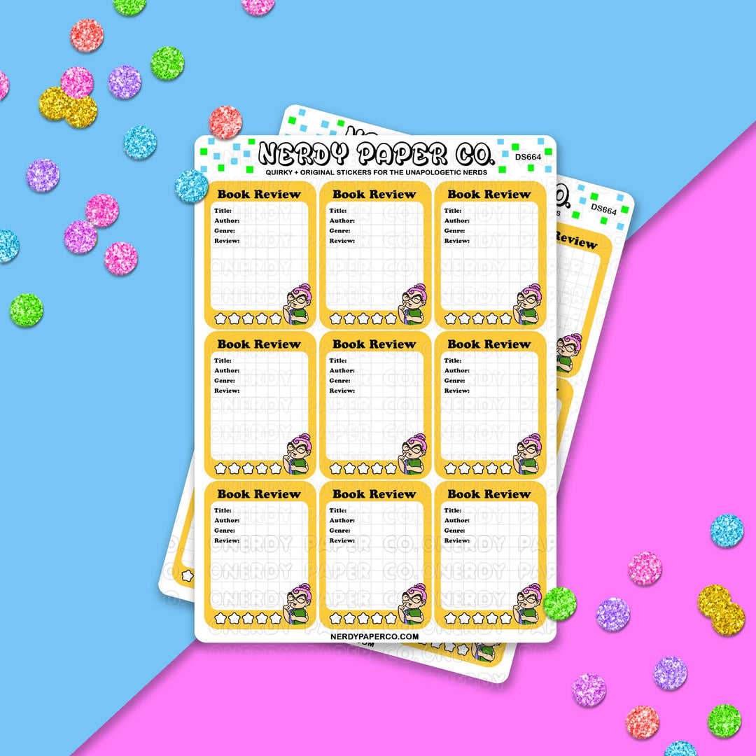 Detailed Book Review Tracker- Hand Drawn Planner Sticker Sheet - DS664