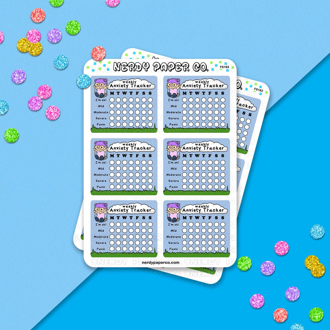 Anxiety Tracker - Hand Drawn Weekly Habit Tracker Sticker Sheet - FS162