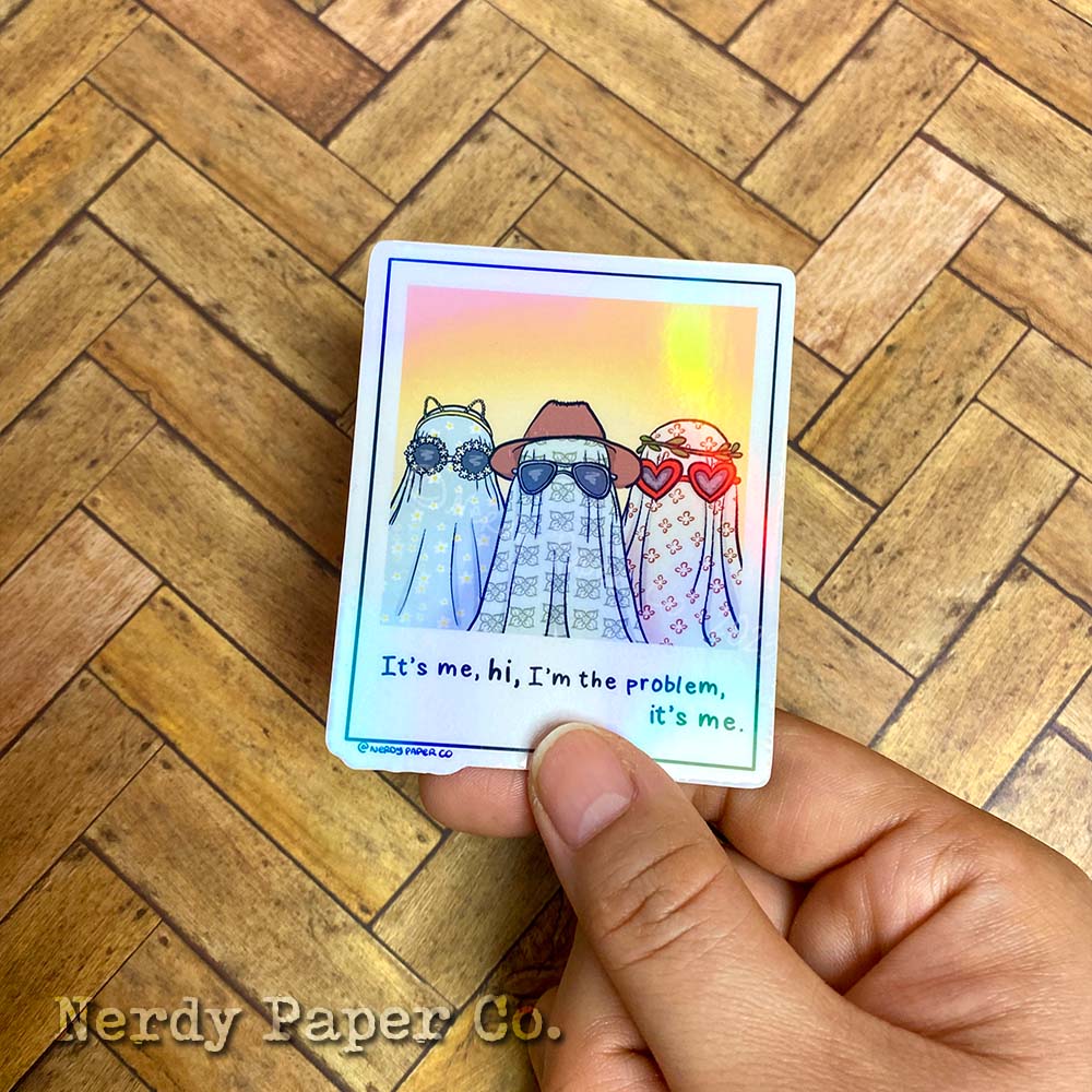 Anti-Hero Ghost Polaroid- Hand Drawn Waterproof Holo Vinyl Sticker