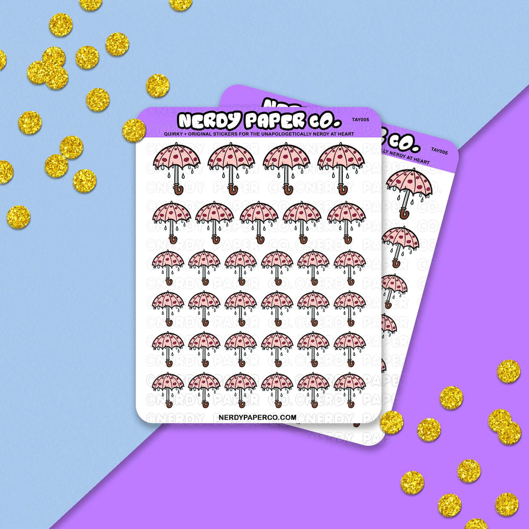 Kiss Umbrellas - Hand Drawn Sticker Sheet - Deco | TAY004
