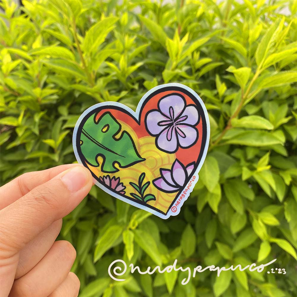 AAPI Heart - Hand Drawn Waterproof Clear Vinyl Sticker