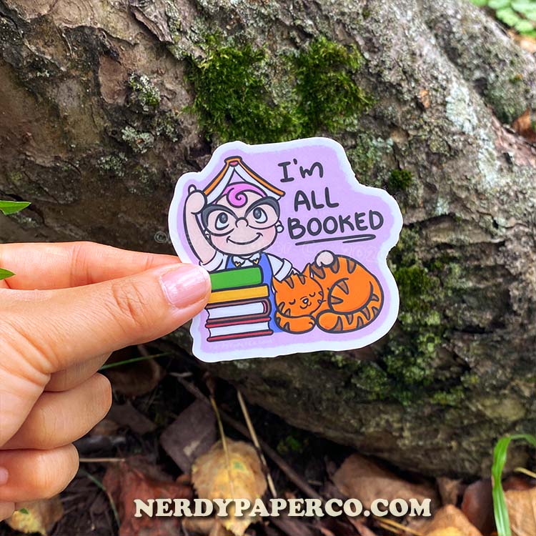 All Booked - Hand Drawn Waterproof Vinyl Sticker