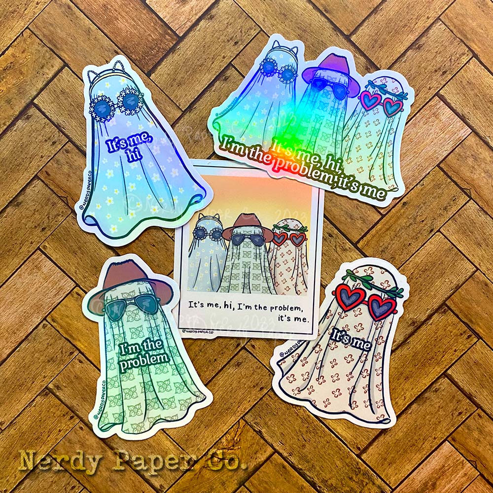 Anti-Hero Ghosts Pack- Hand Drawn Waterproof Holo Vinyl Sticker