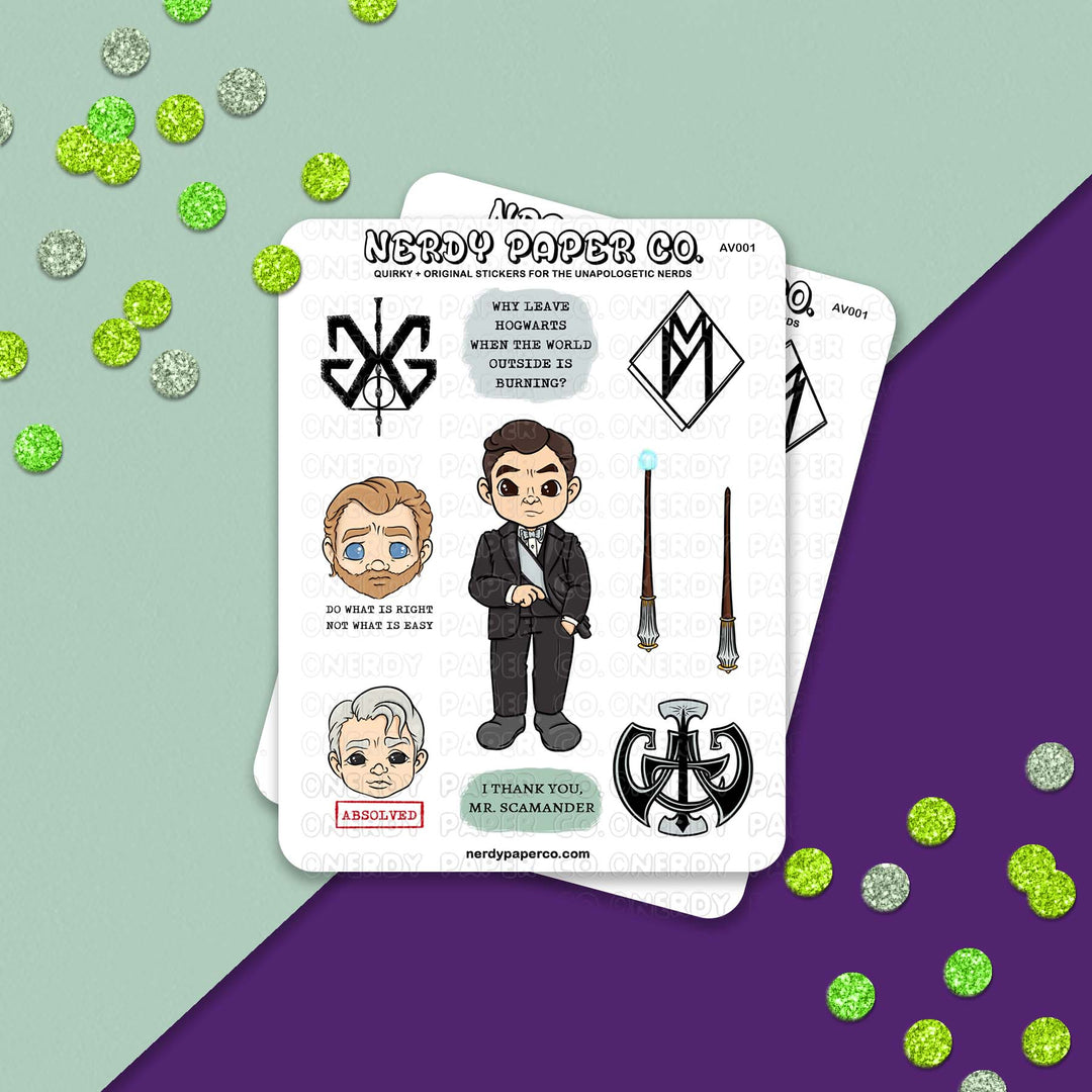 Magical German Leader- Hand Drawn Character Vinyl Sticker Sheet