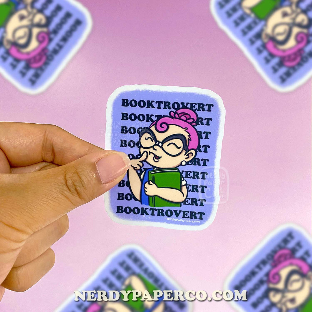 Booktrovert- Hand Drawn Waterproof Vinyl Sticker