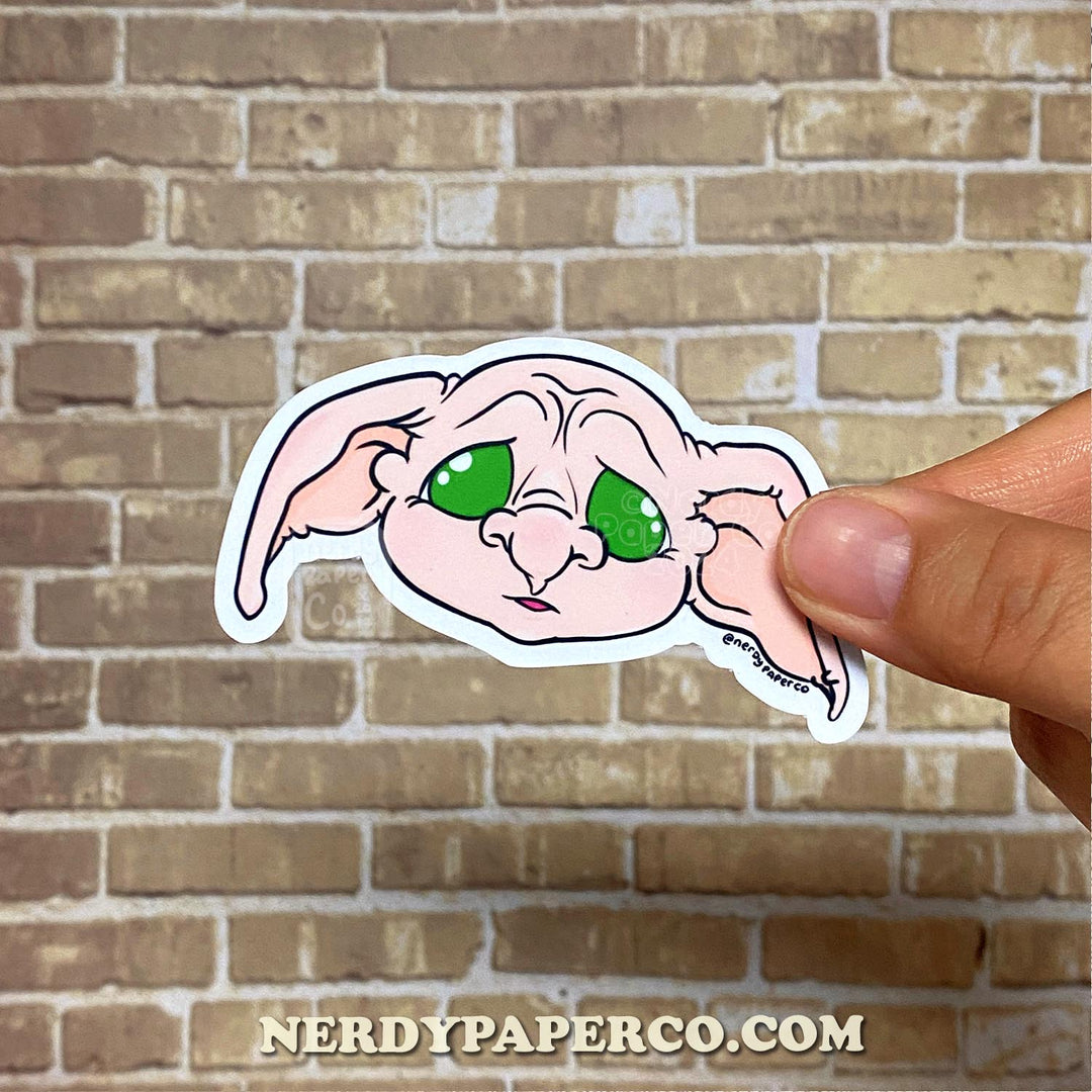 Sad House Elf- Hand Drawn Waterproof Vinyl Sticker