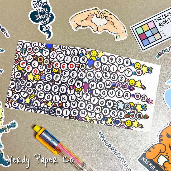 Eras Friendship Bracelets Reusable Sticker Notebook