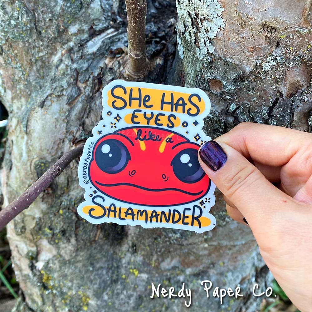 Eyes Like a Salamander - Hand Drawn Waterproof Vinyl Sticker