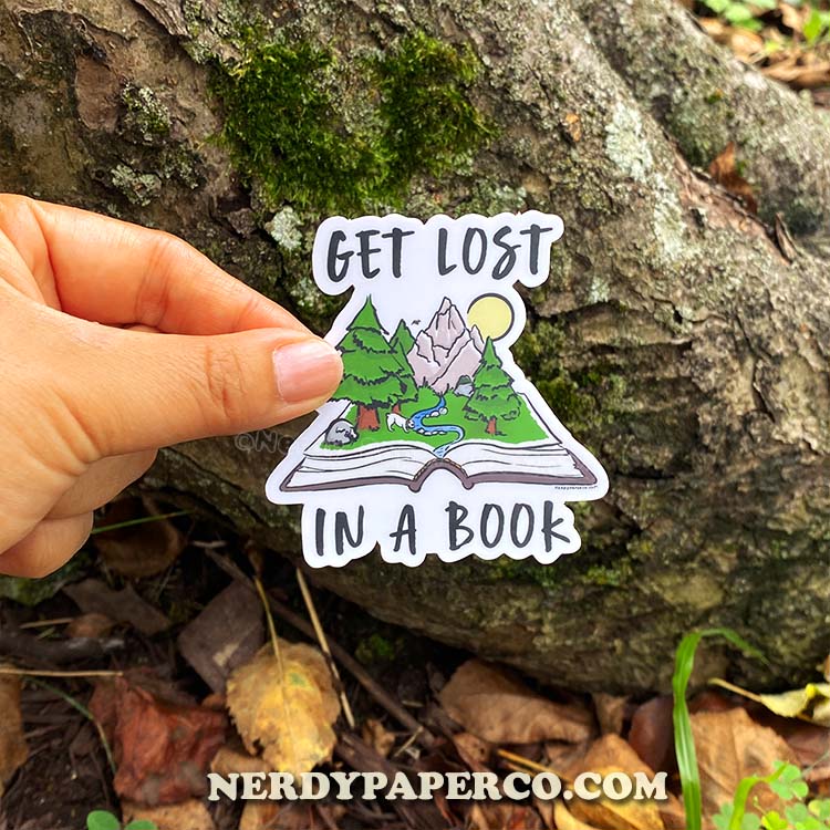 Get Lost... In A Book - Hand Drawn Waterproof Vinyl Sticker