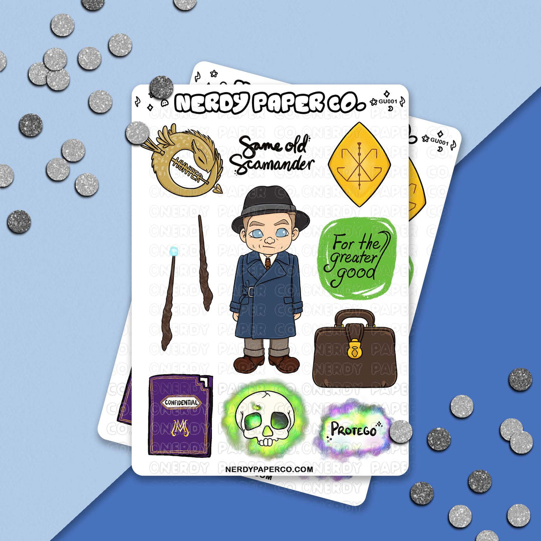 Magical Beast Hunter - Hand Drawn Character Vinyl Sticker Sheet - GU001