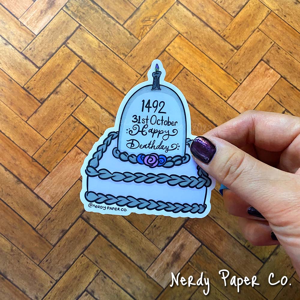 Happy Death Day Cake - Hand Drawn Waterproof Vinyl Sticker