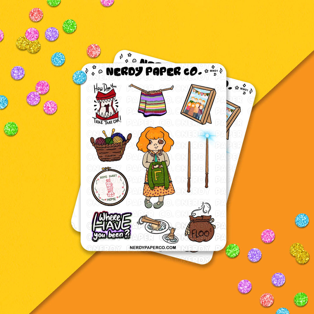 Magical Mom Sampler - Hand Drawn Character Vinyl Sticker Sheet - MW001