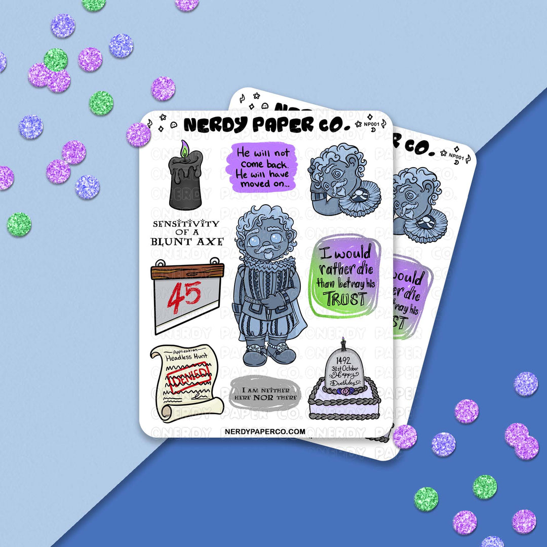 Nearly Headless Ghost - Hand Drawn Character Vinyl Sticker Sheet - Deco | NP001