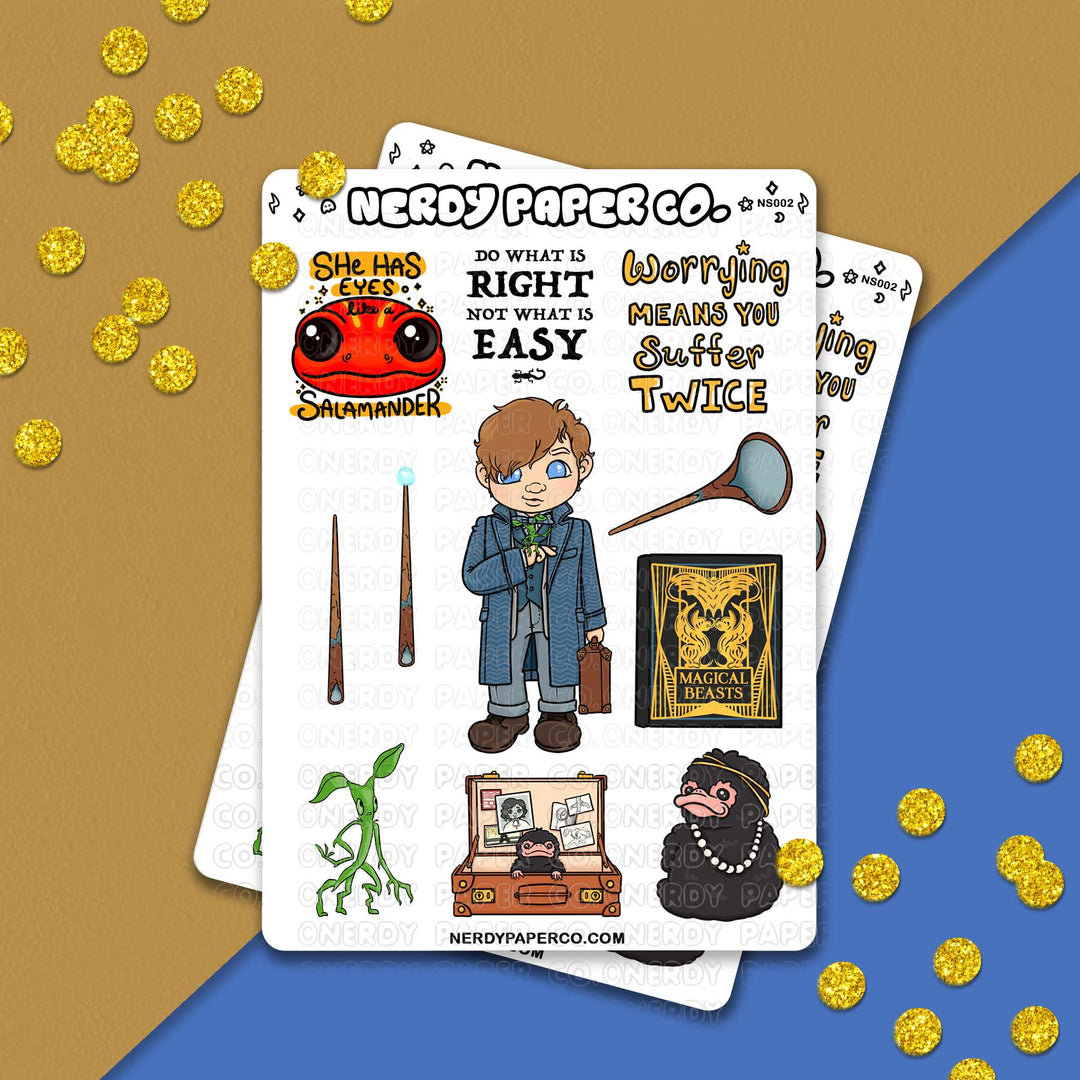 Magical Zoologist 2.0 - Hand Drawn Character Vinyl Sticker Sheet - NS002