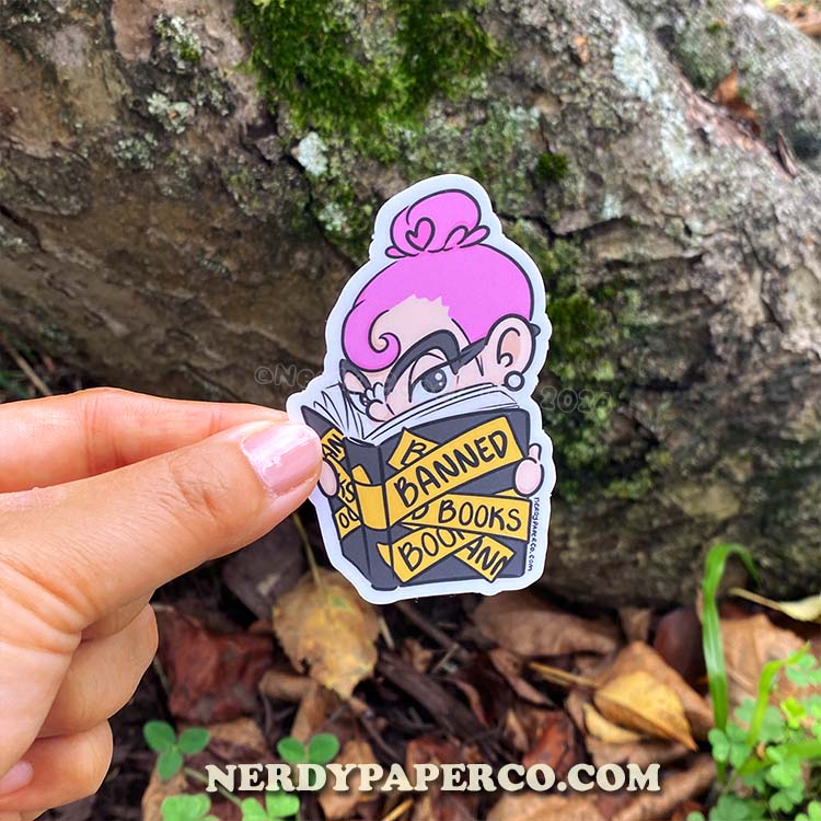 Read Banned Books - Hand Drawn Waterproof Vinyl Sticker