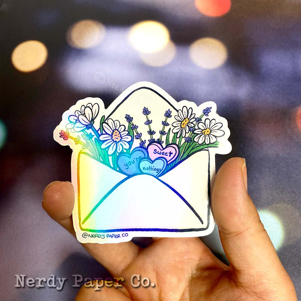 Ur Sweet Nothings- Hand Drawn Waterproof Holo Vinyl Sticker