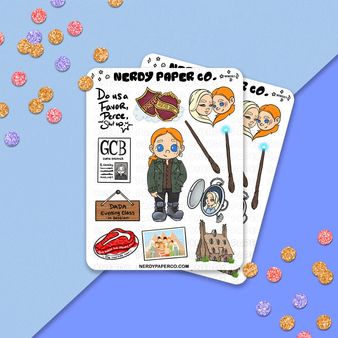 The Cool Wizard - Hand Drawn Character Vinyl Sticker Sheet - Deco | WW001