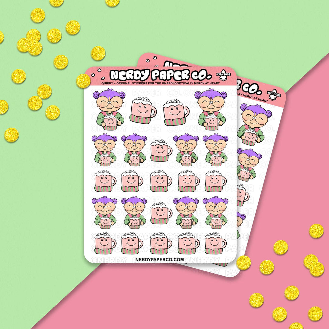 MUGnificent COCOA- Hand Drawn Sticker Sheet - Deco | XMAS003