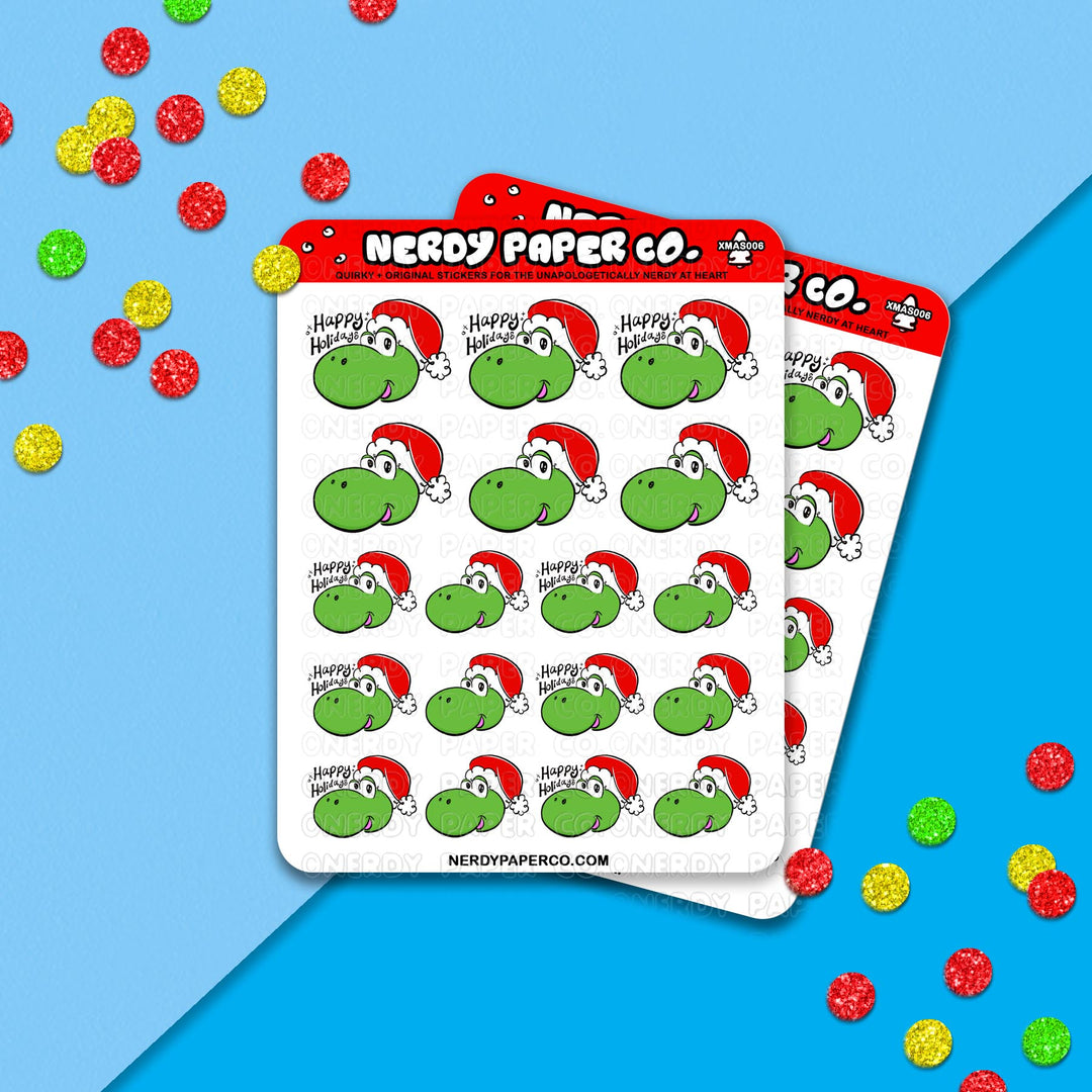 Festive Dino - Hand Drawn Sticker Sheet - Deco | XMAS006