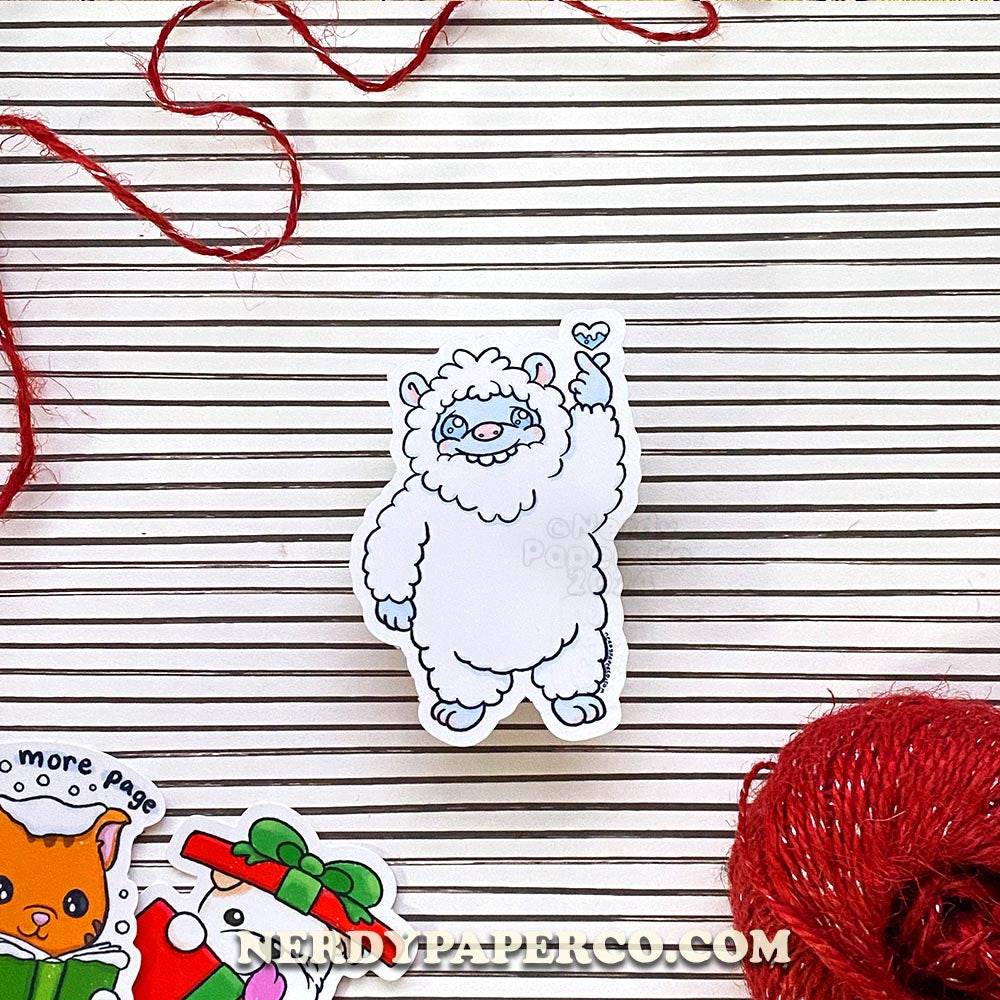 Yeti Love Hearts - Hand Drawn Waterproof Vinyl Sticker