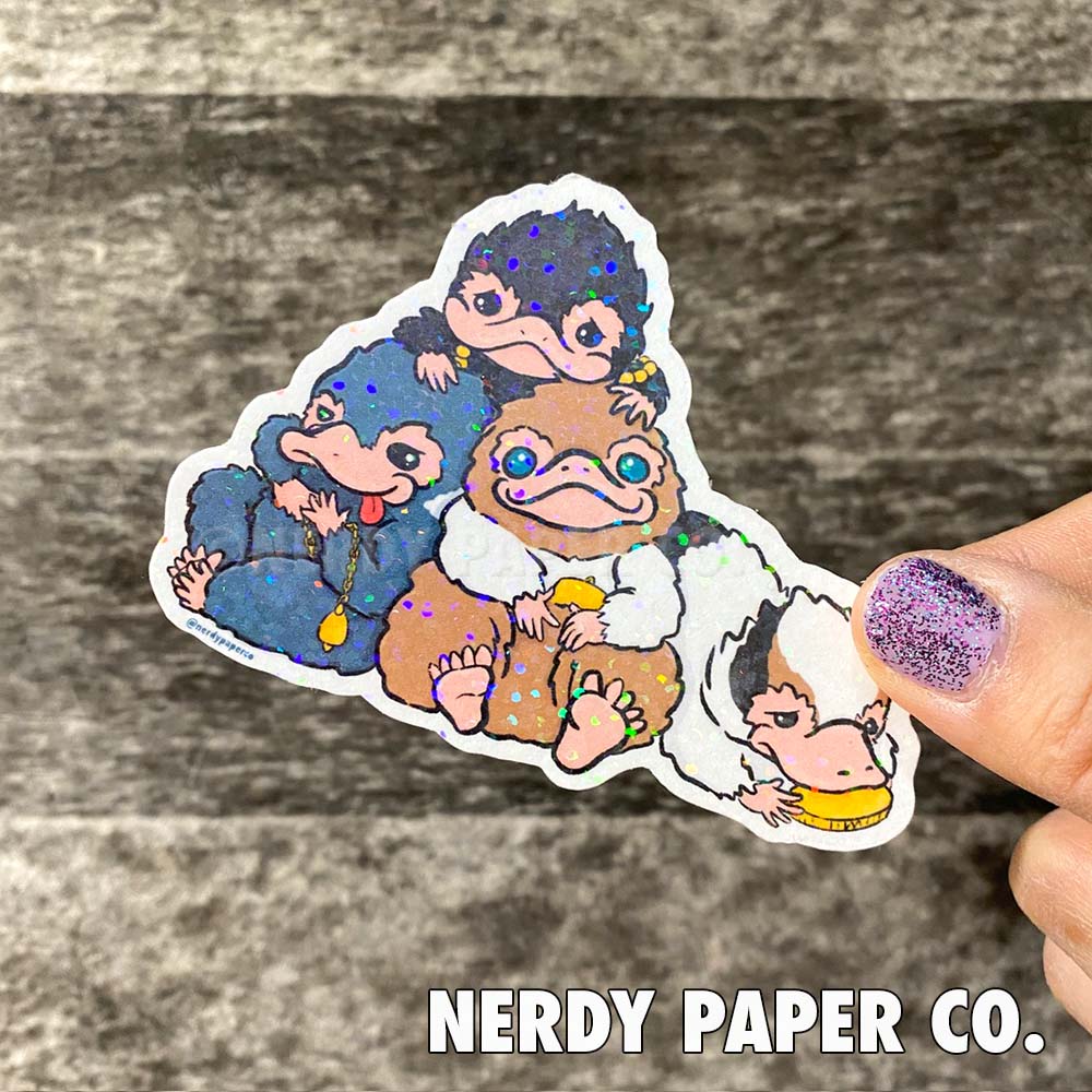 3 Mustketniffs | MAGICAL CREATURE #20 - Hand Drawn Holographic Vinyl Sticker