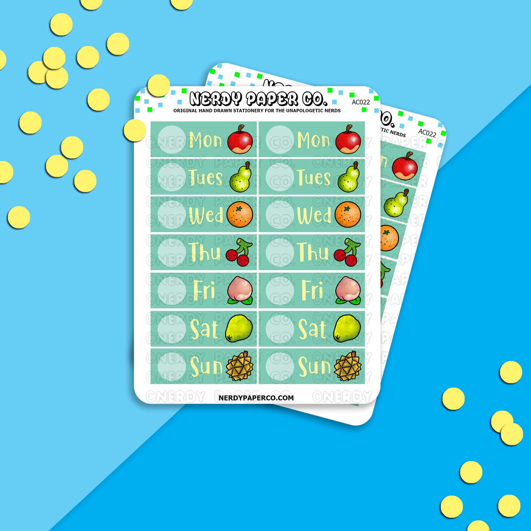 TOWN FRUIT DATE COVERS - Hand Drawn Planner Stickers Deco | AC022