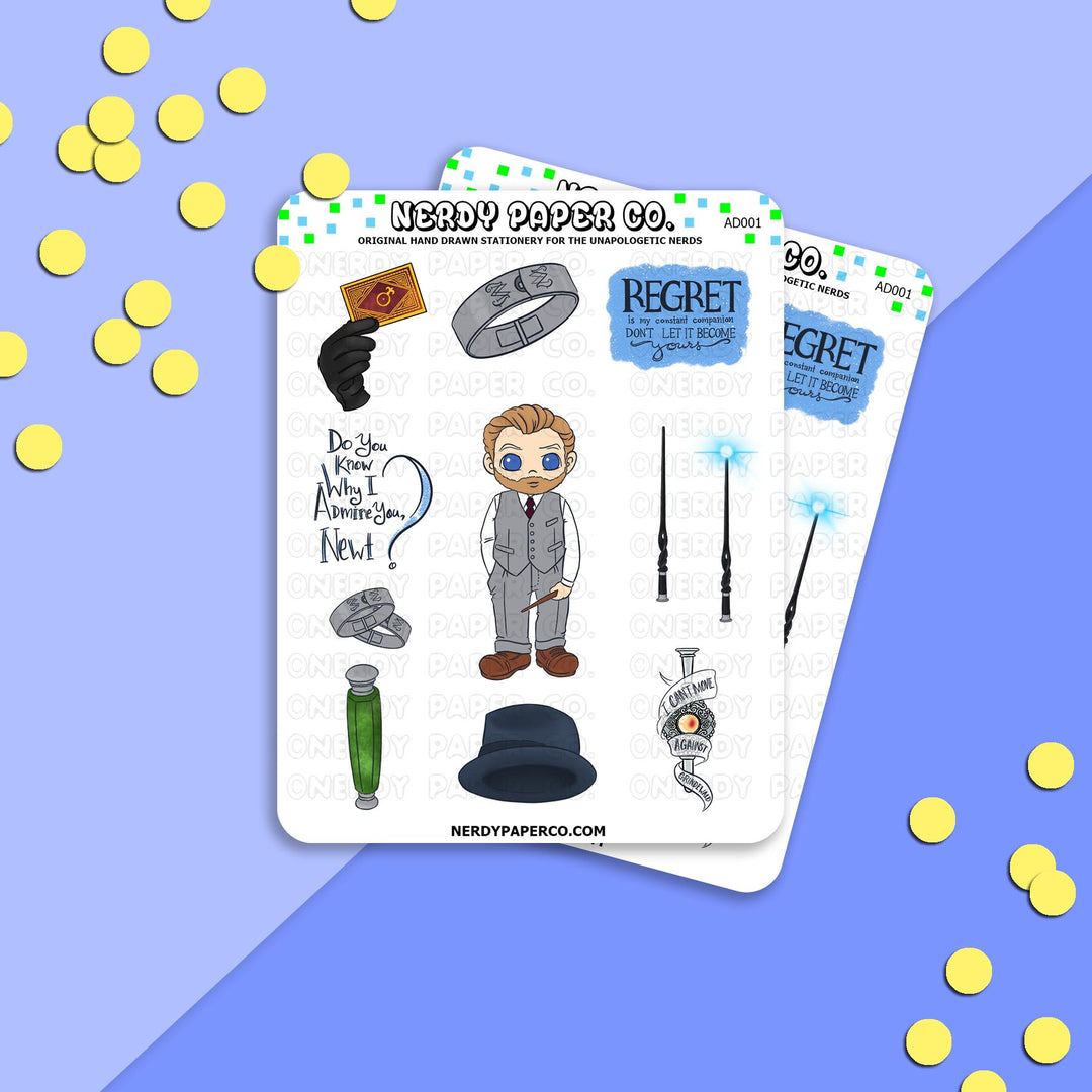 Wise Wizard - Hand Drawn Character Vinyl Sticker Sheet - AD001