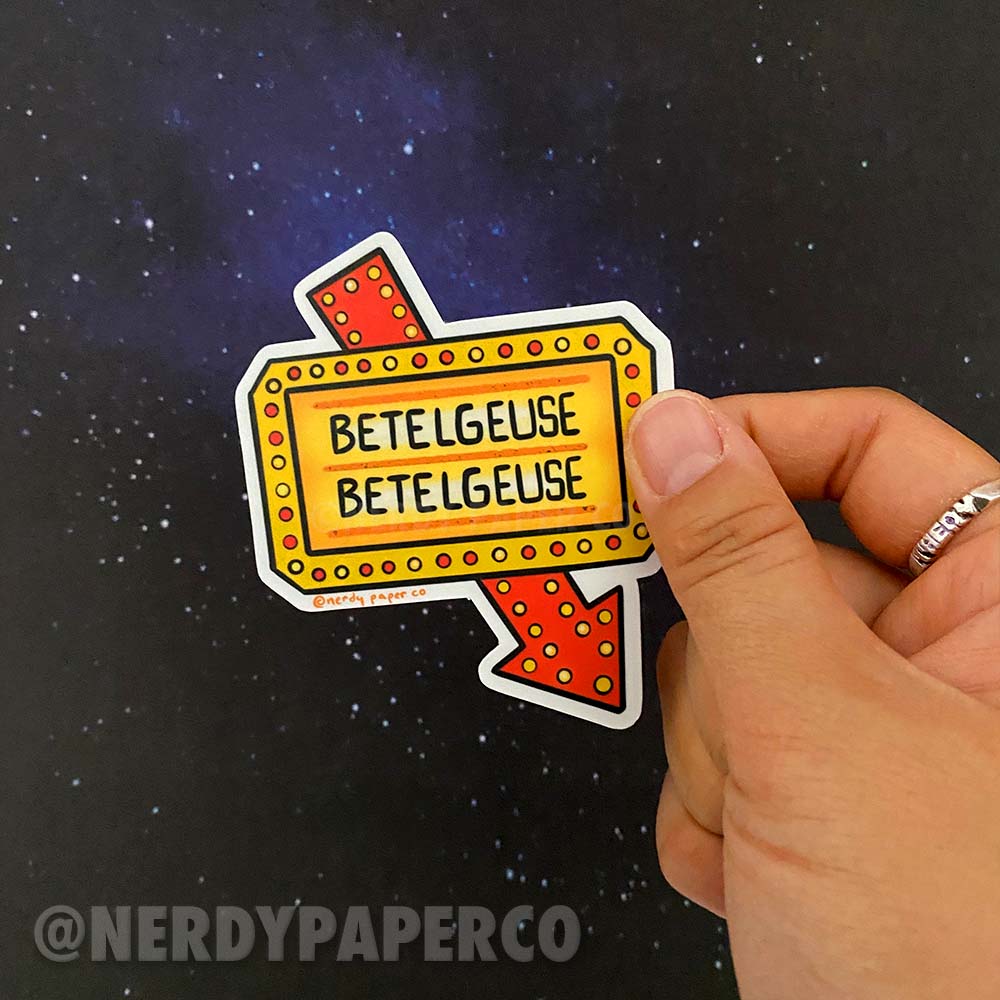 Beetle Ghoul Showtime Sign - Hand Drawn Beetle Universe Vinyl Sticker