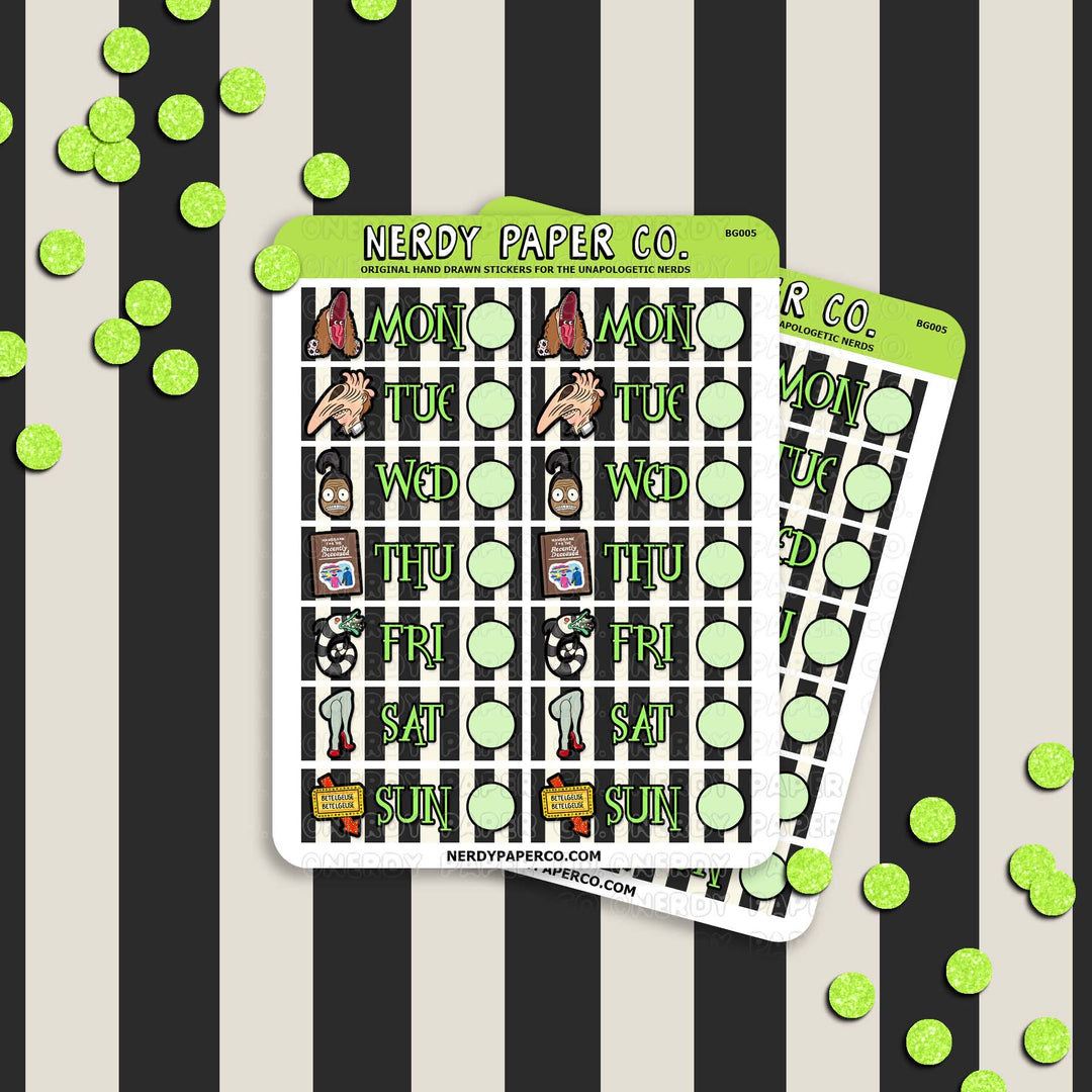 Beetle Universe Weekly Date Headers - Covers | Hand Drawn Sticker Sheet | BJ005