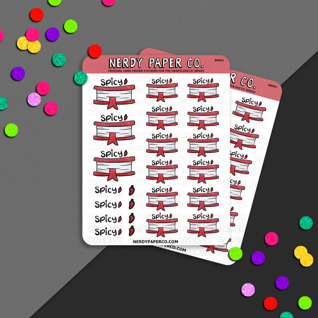 Spicy Books - Hand Drawn Planner Stickers - BN001