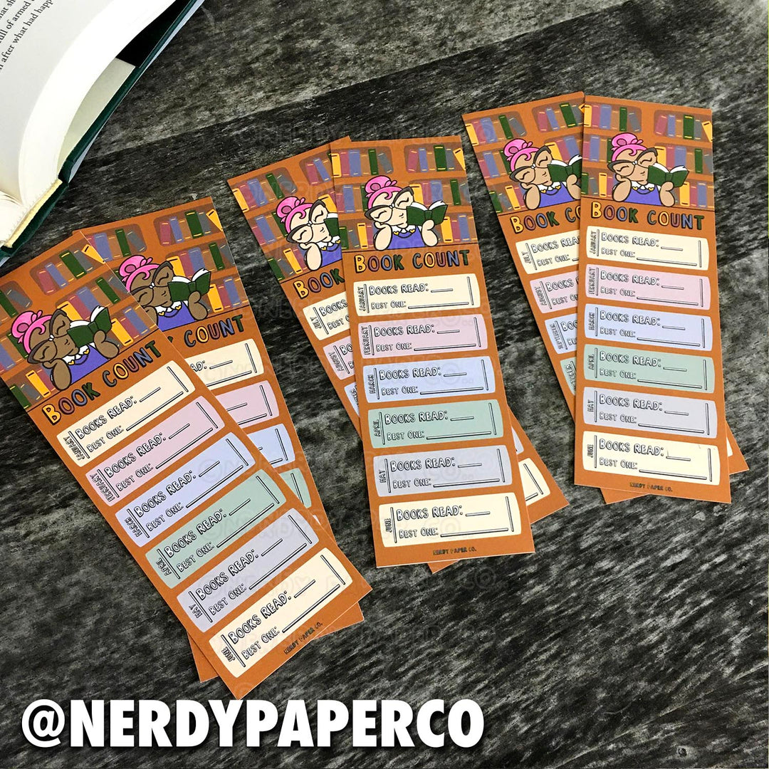 BOOK COUNT | Hand Drawn Bookmark Tracker
