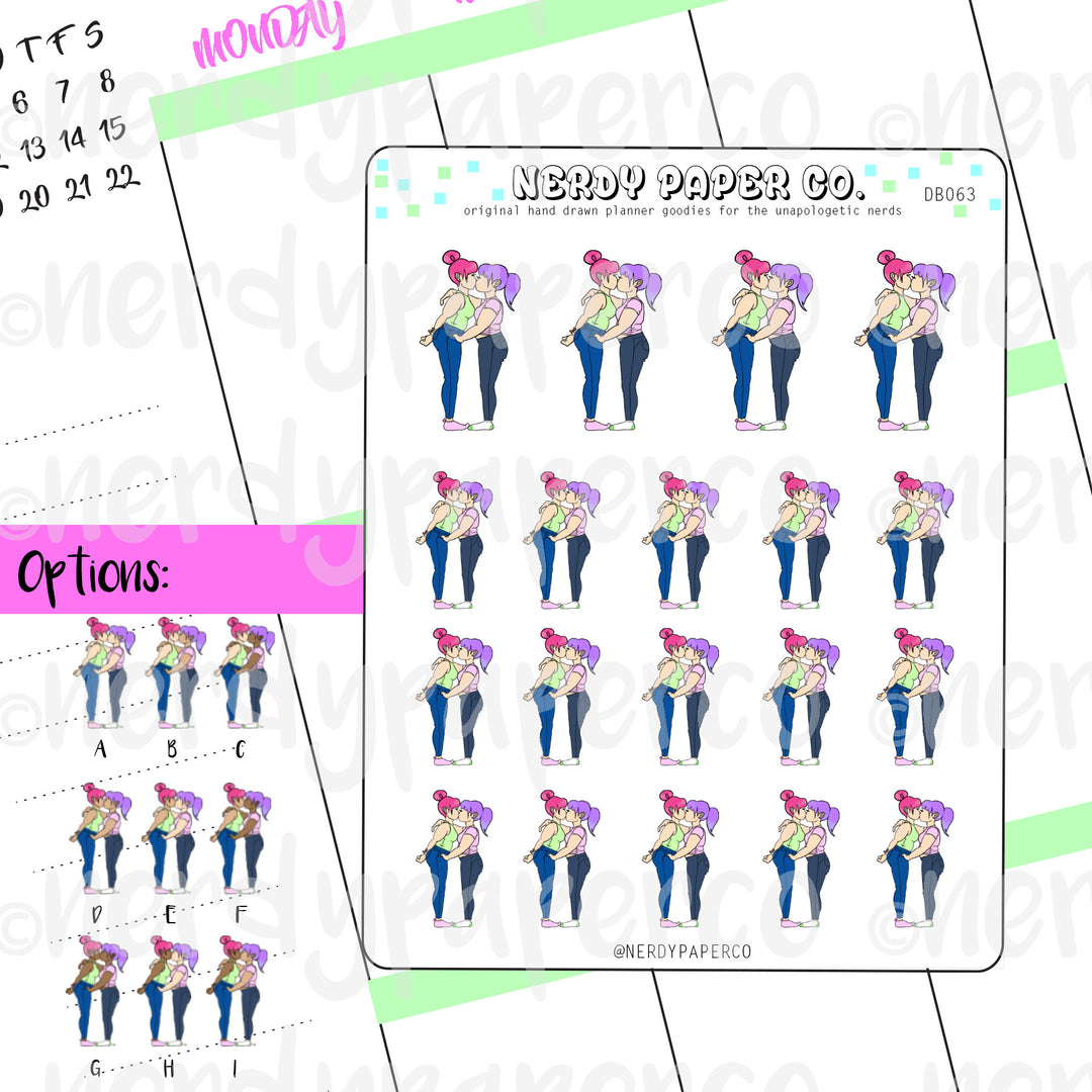 LOVE IS LOVE COUPLE STICKERS - Hand Drawn Planner Stickers Deco | DS063