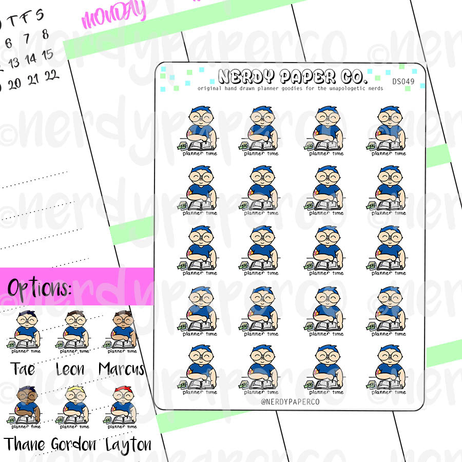 PLANNER TIME BOY- Hand Drawn Planner Stickers- DS049