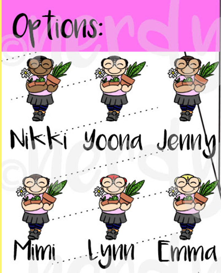 PLANT NERD KAYLA -  Hand Drawn Waterproof Vinyl Sticker