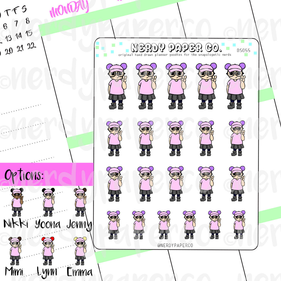 PEACE SIGN KAYLA / Hand Drawn Planner Stickers / Deco - DS055