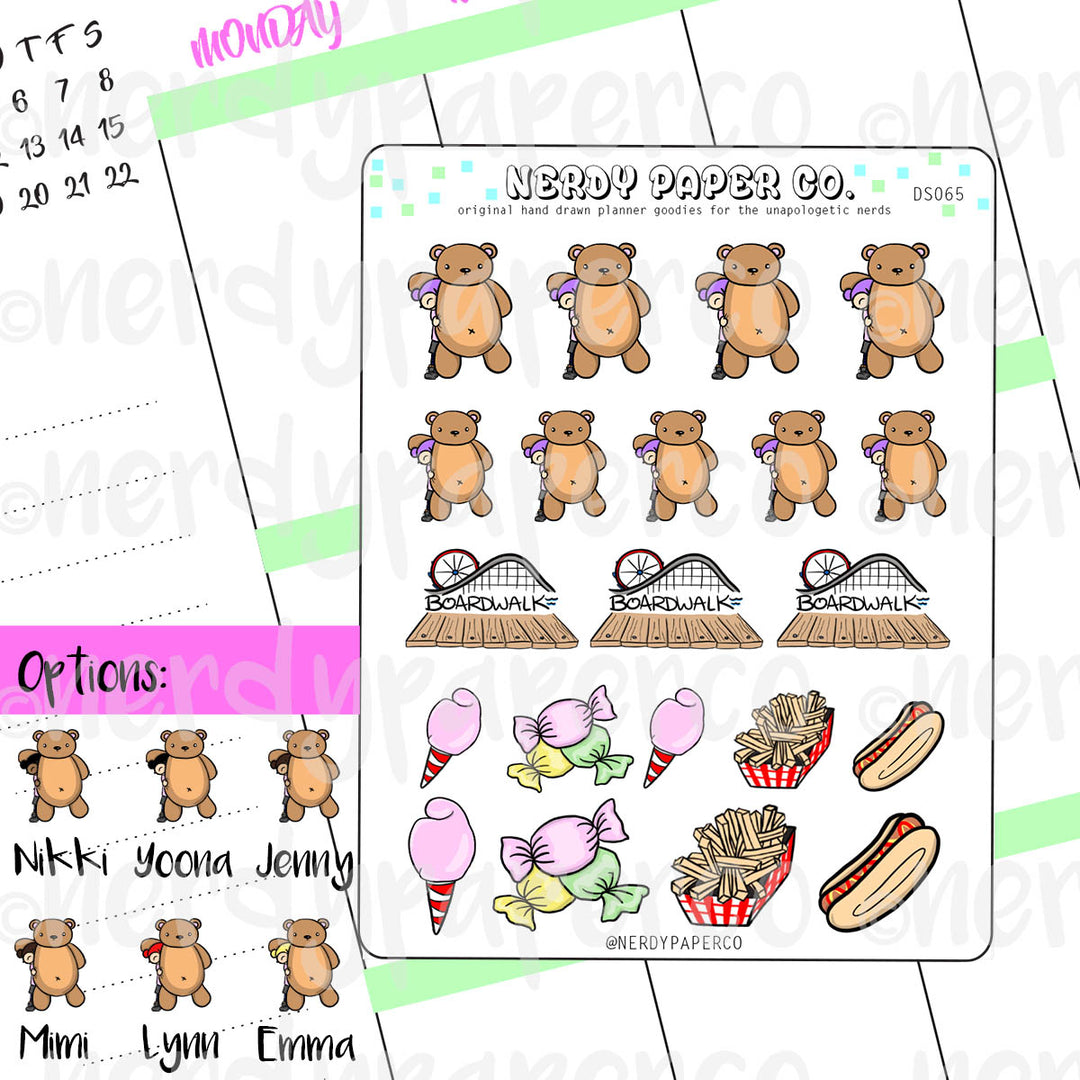 LET'S GO TO THE BOARDWALK KAYLA / Hand Drawn Planner Stickers / Deco - DS065