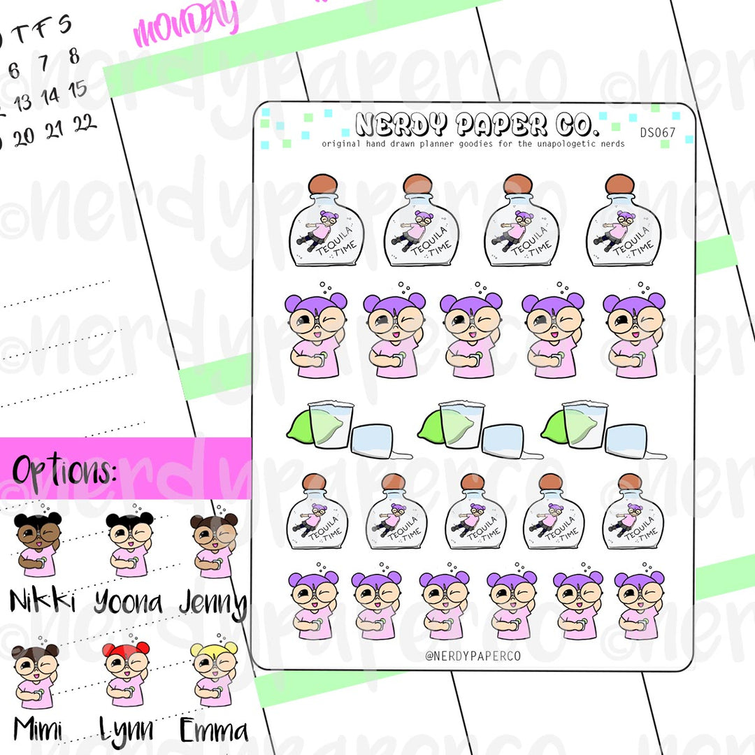TEQUILA TIME KAYLA / Hand Drawn Planner Stickers / Deco - DS067