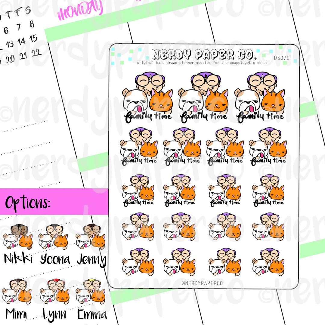 FAMILY TIME - Hand Drawn Planner Stickers - DS079