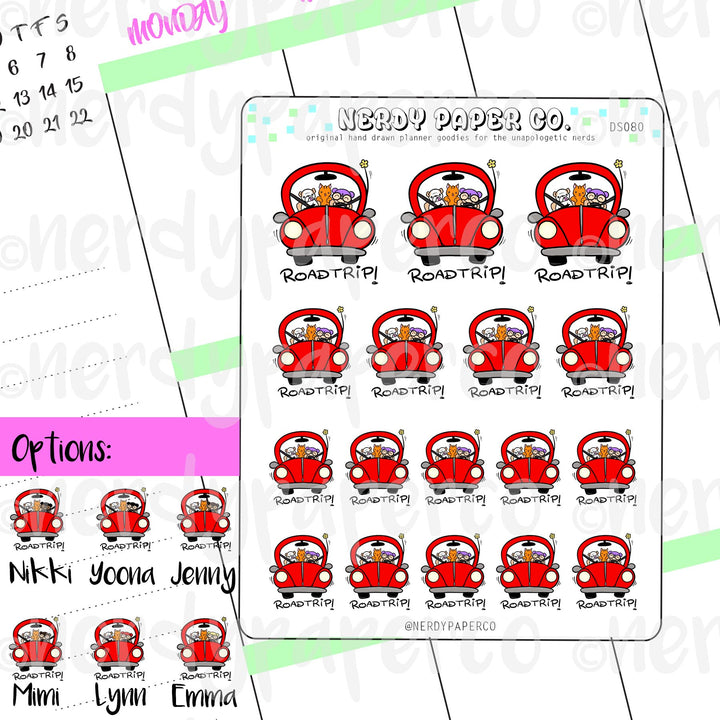 ROAD TRIP! / Hand Drawn Planner Stickers / Deco - DS080