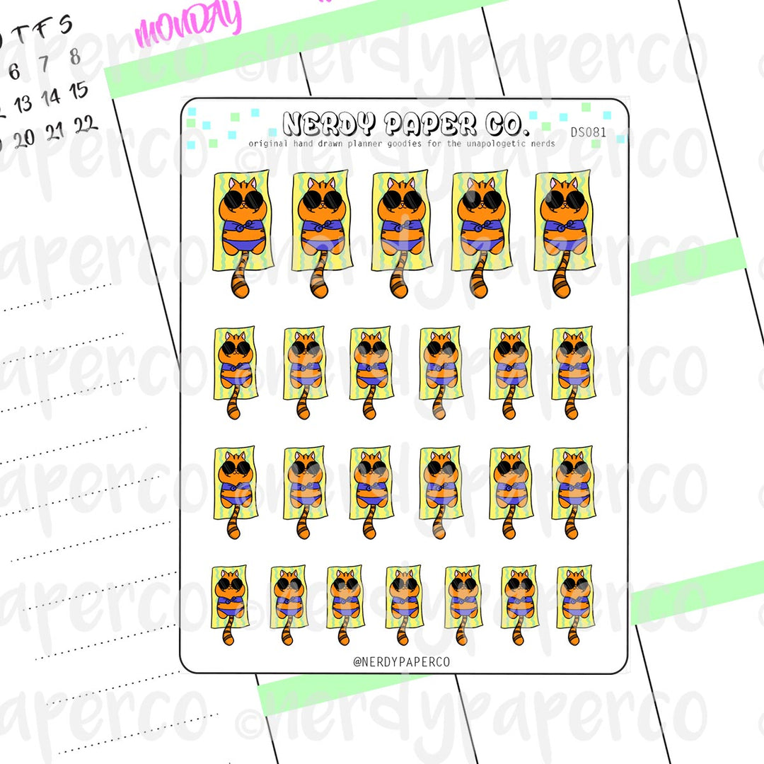 SUKI BEACH TIME- Hand Drawn Planner Stickers - DS081