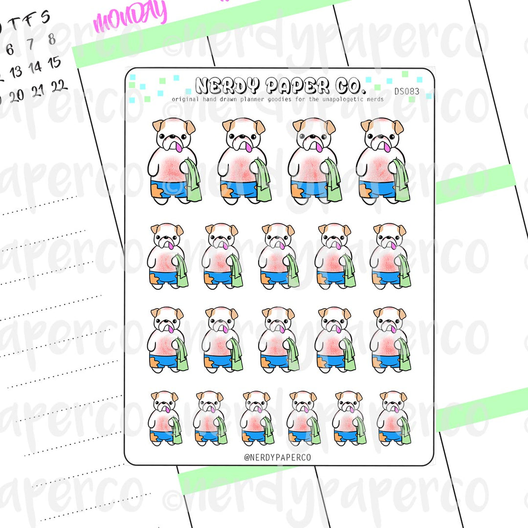 THEO GOT BURNT- Hand Drawn Planner Stickers - DS083