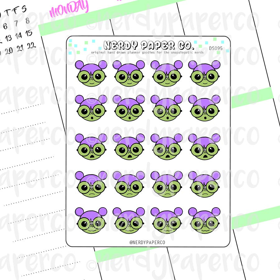 ZOMBIE KAYLA EMOJIS - Hand Drawn Planner Stickers - Deco - DS095