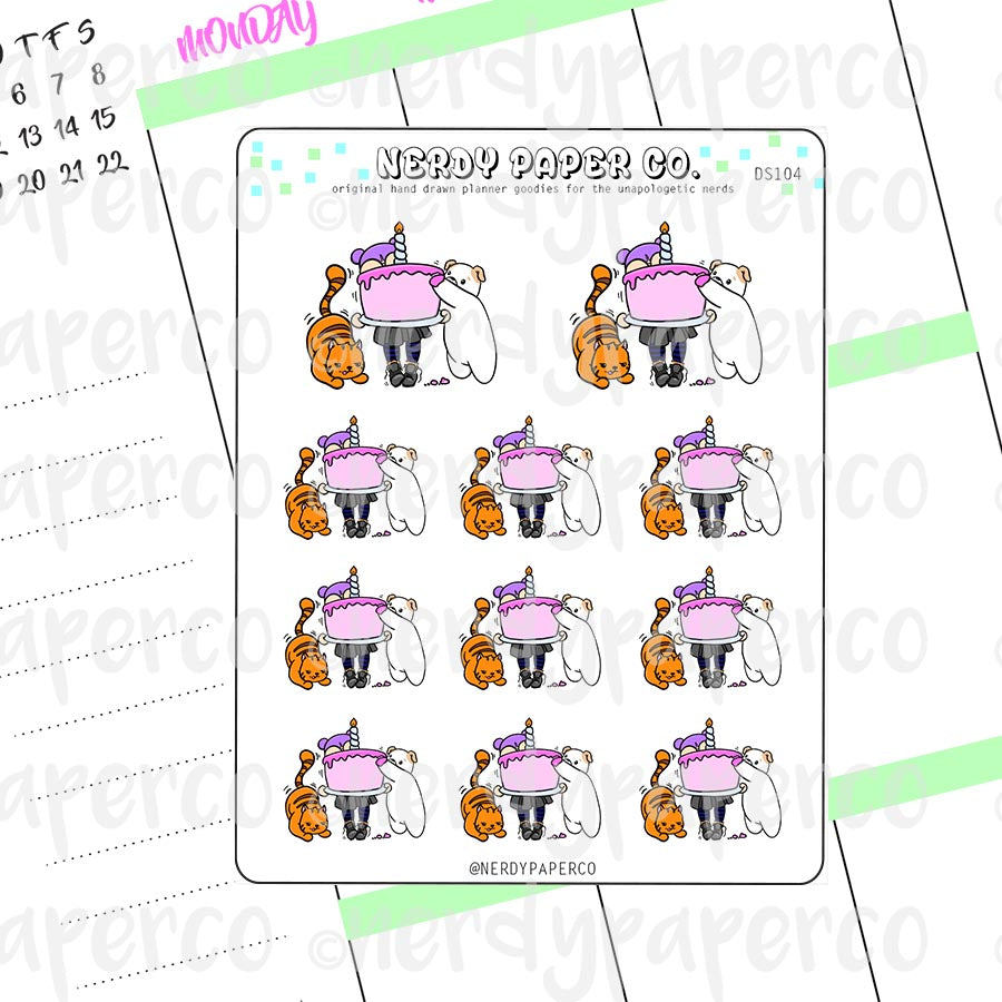 BIRTHDAY CELEBRATION - Hand Drawn Planner Stickers - Deco - DS104