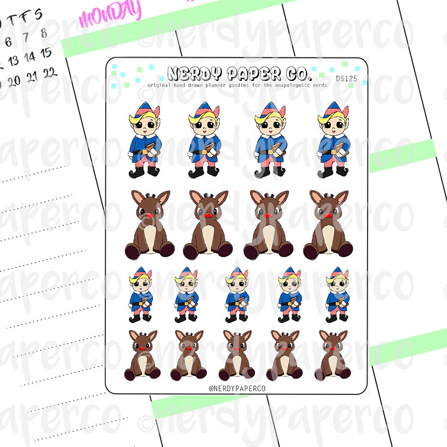 RUDOLPH + HERMEY - Hand Drawn Planner Stickers Deco- DS125